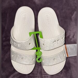 NWT - Crocs White Baya Platform Glitter Sandal - Size: 8